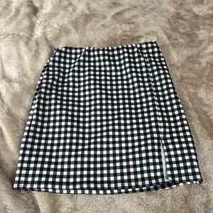 Black and white checkered skirt